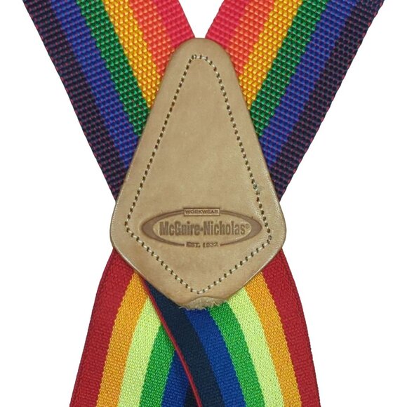 McGuire-Nicholas Rainbow Suspenders Adjustable Workwear Braces Heavy Duty ClipOn - Picture 4 of 8